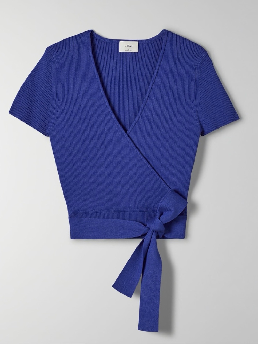Wilfred Ribbed Wrap Crop Top in Azure Blue